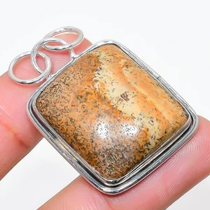Diaspro Dell'immagine Gemma Artigianale Argento Sterling 925 Gioielli Ciondolo - Foto 1 di 5