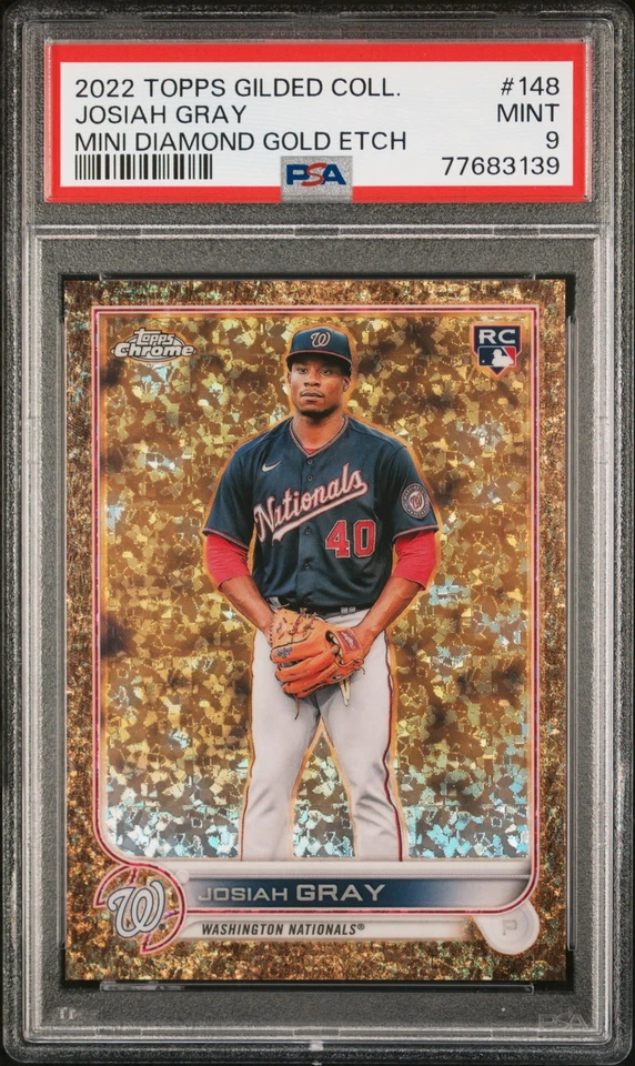 Josiah Gray 2022 Topps Gilded Collection #148 Mini Diamond 05/50 Gold Etch PSA 9 - Image 1 of 2