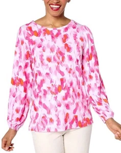 Belle by Kim Gravel Rayon Spandex Pretty Petals Knit Top Shocking Pink Size 1X - Picture 1 of 3