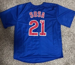 SAMMY SOSA SIGNED AUTO CHICAGO CUBS BLUE JERSEY BECKETT BAS AUTOGRAPHED A - Picture 1 of 4