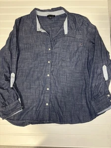 Tommy Hilfigers Sz XXL Denim Jean Chambray Cotton Jean Blouse Shirt Top - Picture 1 of 5