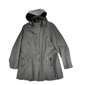 Kristen Blake Quilted Trench Coat XL Women Hooded Gray Lined Mid Length Pockets - Picture 1 of 15