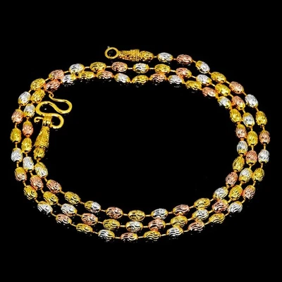 AAA WHITE-PINK-YELLOW STERLING 925 SILVER NECKLACE LENGHT 19.75 INCH. - Image 1 of 4