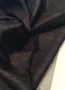 100% SILK DUPION SOLID BLACK FABRIC REMNANT 45 CMS. X 85 CMS. & FREEPOST! - Picture 1 of 6