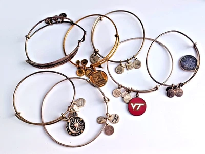 Alex and Any gold & silver tone lot of 7 adjustable bangle bracelets w/charms - Image 1 of 4