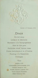 Menükarte Wittelsbacher München Residenz Diner Abendessen 10. Dezember 1904 - Bild 1 von 2