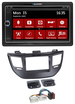 Blaupunkt Bluetooth DAB 2DIN USB DVD MP3 Autoradio für Hyundai Tucson ab 15 schw - Bild 1 von 4
