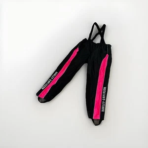 Harley Davidson Suspenders Pants Stirrups Rain Overalls Pink Black Zip Velcro 2X - Picture 1 of 9