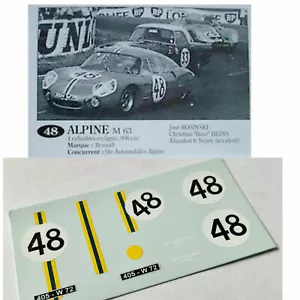 decals decalcomanies 1/43 renault alpine m63 24h le mans 1963 48 Richards-Fresco - Bild 1 von 1