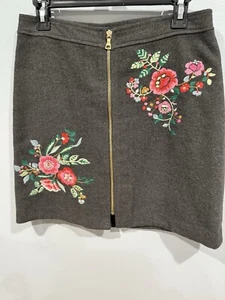Ann Taylor LOFT Wool Blend Floral Embroidered Front Zipper Skirt Size 6  - Picture 1 of 5