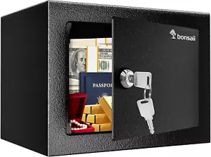 Caja fuerte con cerradura de llave, caja de seguridad de acero, 0,23 pies cúbicos, 9,06" de ancho X 6,69 - Imagen 1 de 12