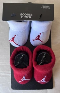 2 Pair Nike Air Jordan Baby Booties, Size 0-6 Months, Shower Gift, Red White  - Picture 1 of 1