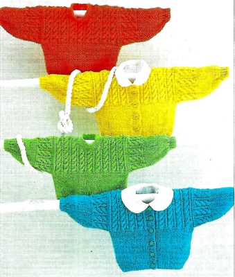 VINTAGE  COPY  Baby, Toddler, Child Cardi &Jumper Knit Pattern  41-66 cm  8 Ply - image 1 of 4