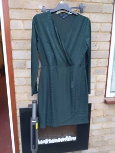 Gorgeous Green /Black French Connection Dress Size 16 - Picture 1 of 6