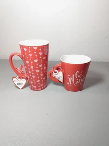 Mulberry Home Collection LOT OF 2 Valentines Day Coffee Latte Mug Cups Hearts - Picture 1 of 8