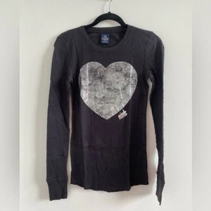Victoria’s Secret Thermo Langarmshirt rosa schwarz & silber Strass Herz NEU - Bild 1 von 5
