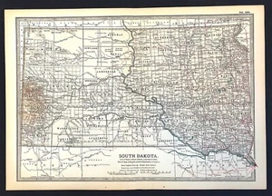 Mapa de Dakota del Sur muestra líneas del condado 1901 litografía original color por Ben Eli Smith - Imagen 1 de 3