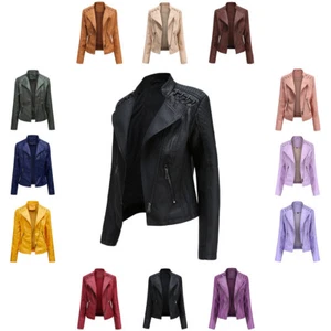 New women's leather short jacket slim fit thin leather coat motorcycle clothing - Picture 1 of 17