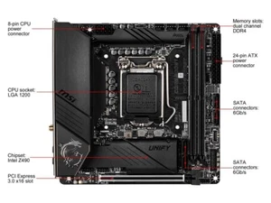 MSI MEG Z490I UNIFY Mini-ITX • 14+2 Power Stage • Dual M.2 • USB 3.2 Gen2 - Foto 1 di 7