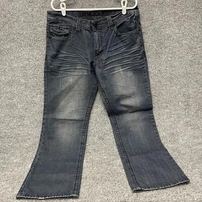 Xtreme Couture Jeans Studded Back Pockets Crosses Men’s 36x30 Blue Dark Wash - Image 1 of 4