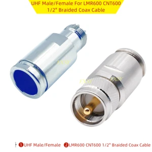 Connecteur femelle PL259 UHF SO239 mâle pour câble coaxial tressé LMR600 CNT600 1/2" - Photo 1/9