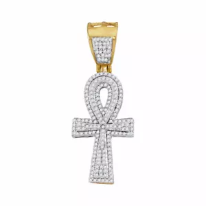 Dije Dije Cruz Ankh Oro Amarillo 10K para Hombre 1/2 Cttw - Imagen 1 de 1
