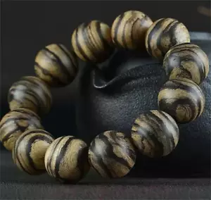 20mm*12 Real Kalimantan Agarwood Bracelets Malas Meditation Agarwood Prayer Bead - Picture 1 of 11