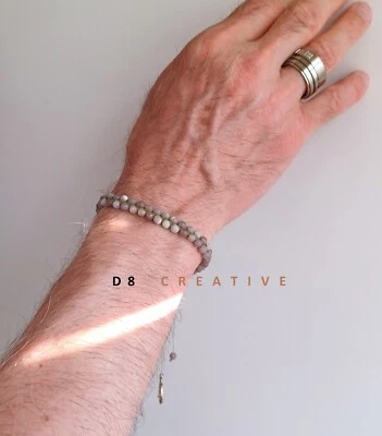 Nuevo Hombre Mano Alambre Joyería Hilos con 2 Vueltas Jaspe Piedra Pulsera Foto 1 de 4