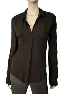 JAMES PERSE sz 2 M Long Sleeve Seaweed Green Viscose Button Blouse Shirt - Picture 1 of 2