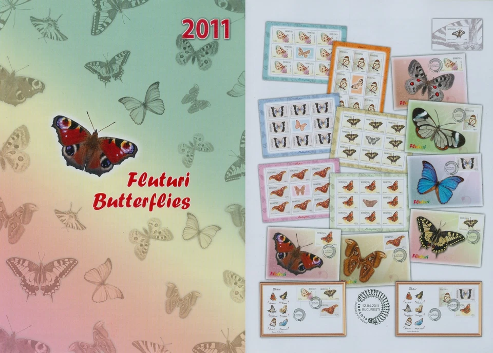 Rumänien 2011 Schmetterlinge,Falter,Butterfly Mi.6509-14,Zf.,KB,Block 498,FDC — 第 1/1 张图片