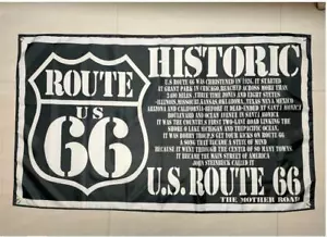 ROUTE 66 HISTORIC ROUTE 66 FLAG 3 x 5ft - BAR FLAGS THE MOTHER ROAD BIKER MOTO - Picture 1 of 1