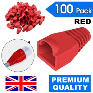 100 X RED RJ45 CAT5E CAT6 NETWORK ETHERNET CABLE BOOTS PLUG CONNECTORS COVER - Picture 1 of 3