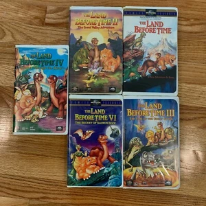 The Land Before Time VHS TAPES CLAM SHELL VOLUMES 1 2 3 4 6 SET OF 5 TAPES - Picture 1 of 12