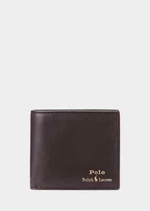 POLO RALPH LAUREN LEATHER BILLFOLD WALLET BROWN #405803865001-NWT - Picture 1 of 3
