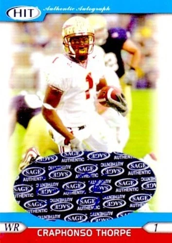 Craphonso Thorpe certified autographed signed Florida State 2005 SAGE Hit card - Image 1 of 1