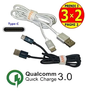 CAVO USB TYPE C RICARICA RAPIDA PER SAMSUNG HUAWEI XIAOMI CAVETTO CARICATORE - Zdjęcie 1 z 43