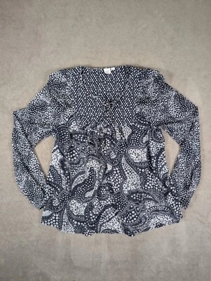 Blusa GAP Feminina Transparente Tamanho Pequeno Azul Marinho e Branco Paisley - Imagem 1 de 4