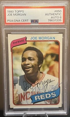1980 Topps Joe Morgan #650 Signed PSA 8 Auto - Image 1 of 2