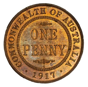 1917 KGV Penny choice Unc with large part original lustre and 8 clear pearls.. - Picture 1 of 2