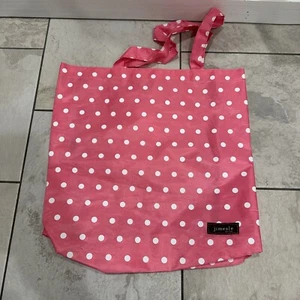 Jimeale New York Fold Up Travel Tote NWOT Pink White Polka Dot - Picture 1 of 5