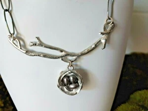 Wishnest - Nest on Branch with 3 pearls - crafted in the USA by Alise Sheehan - Picture 1 of 3