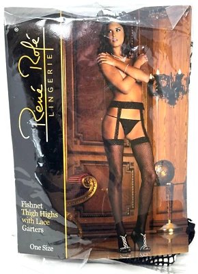 Netzstrümpfe mit Strumpfband aus Spitze - René Rofé Lingerie - 100% Nylon - Bild 1 von 3