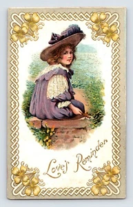 Lindo sombrero púrpura de niña del día de San Valentín de la década de 1910 sin publicar dividido - Imagen 1 de 2