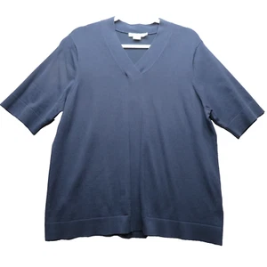 Pendleton Women's XL Navy Blue Short Sleeve Stretch Silk Blend Knit V-Neck Top - Picture 1 of 12