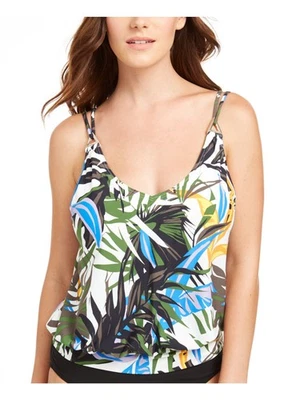 Blusa Tankini Para Mujer CALVIN KLEIN Verde Estampado Palma Tazas Extraíbles XS Foto 1 de 4