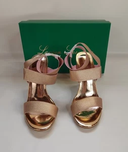 Lauren Lorraine DALLAS Stiletto Heels U.S. 8 Metallic Rose Gold Ankle Strap - Picture 1 of 17