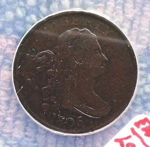 1806 Half Cent Small 6 ANACS Graded VG 10 Condition. - Bild 1 von 5