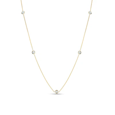 Authentic 18kt Yellow  Gold Diamond 0.25 ct 5 Station Necklace by Roberto Coin - Image 1 of 4