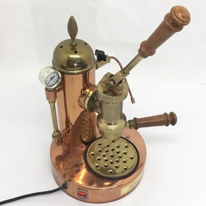 ELEKTRA PROFESSIONALE RAME OTTONE LEGNO TREVISO ITALY MACCHINA DA CAFFÈ VINTAGE - Imagen 1 de 16