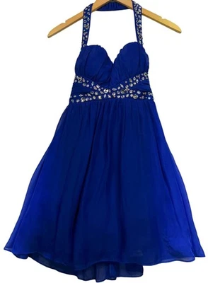 Masquerade Junior выпускного вечера бисером вечеринки с бретелью через шею платье размер 3/4 королевский синий - Изображение 1 из 4